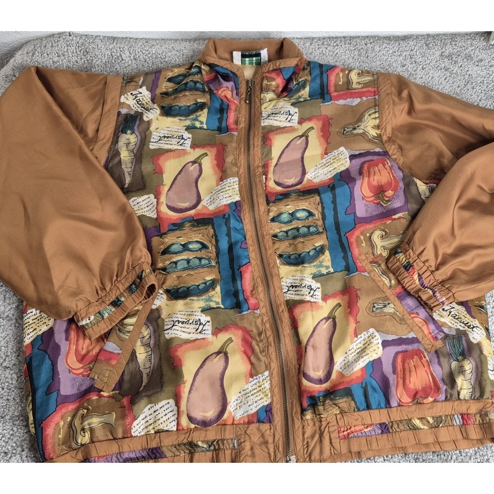EVR DIV Rousso Vintage Colourful Silk Festival Windbreaker Jacket - L 100% Silk